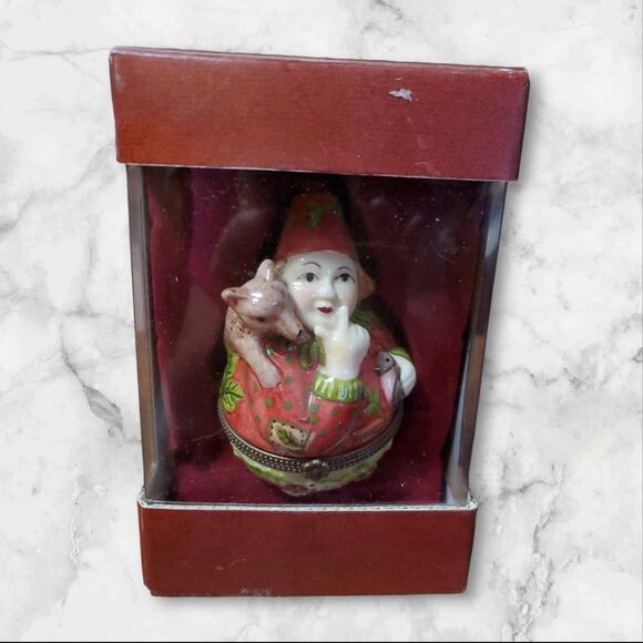 VTG Villeroy & Boch Forest Treats Gnome Fox & Bird Porcelain Trinket Box 1748 - Picture 1 of 7